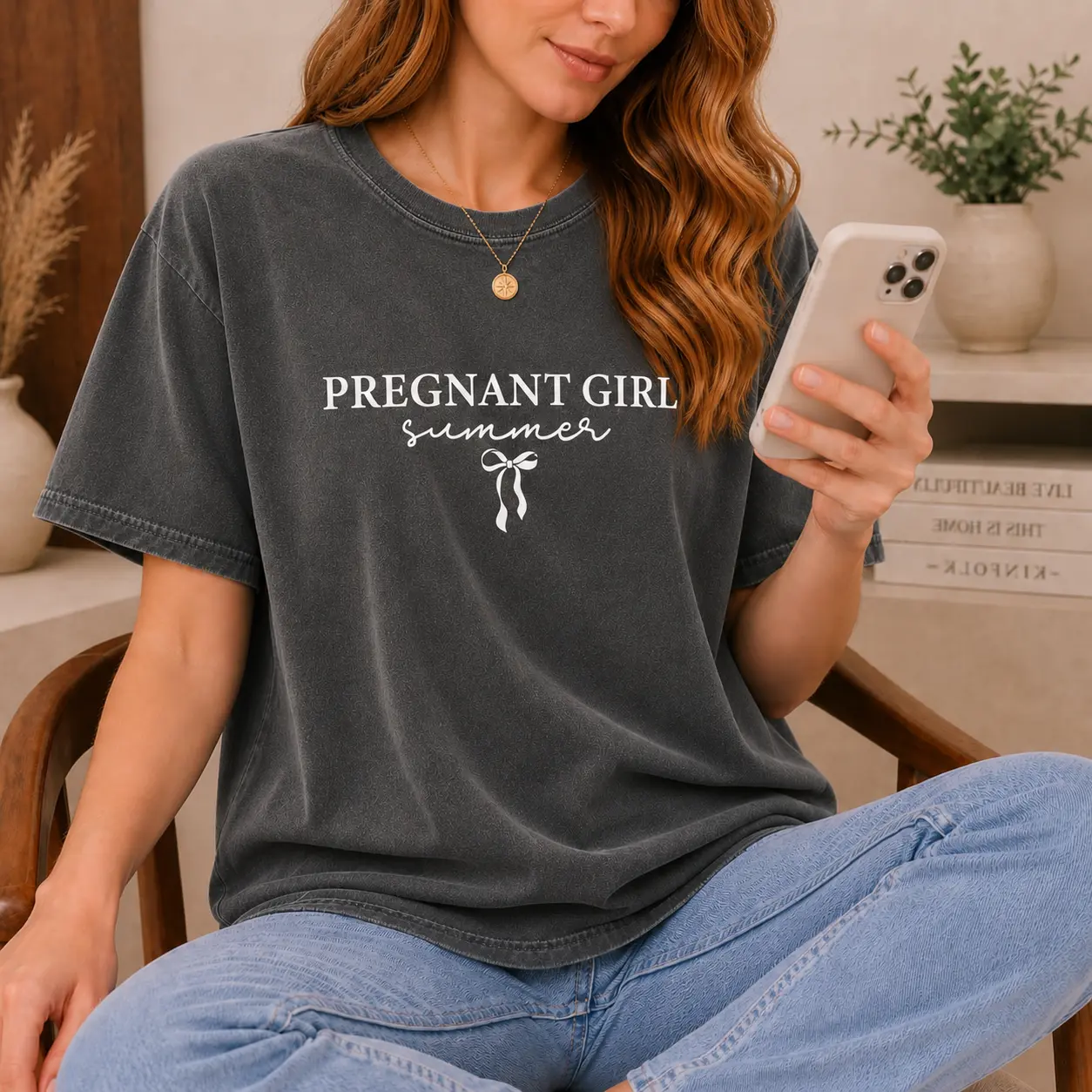 Women's Graphic Print Crew Neck 100% Cotton Short-Sleeve Basic Tee - Soft, Breathable, Fitted, Unisex Fit, All-Season Casual Top, Machine Washable, Available in Various Sizes Including 3XL, 4XL, Gift for Expecting Mothers