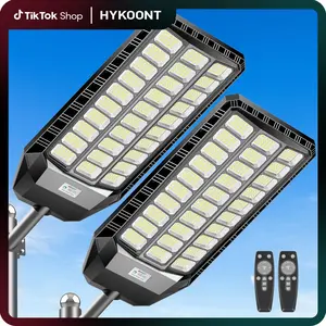 HYKOONT 10 PACK Solar Outdoor Street Lights Dusk to Dawn Auto Lighting up 6500K IP66 Waterproof 3-year-warranty Solar Security Light with Motion Sensor for Outdoor Garden Street Yard Fall Porch Decor