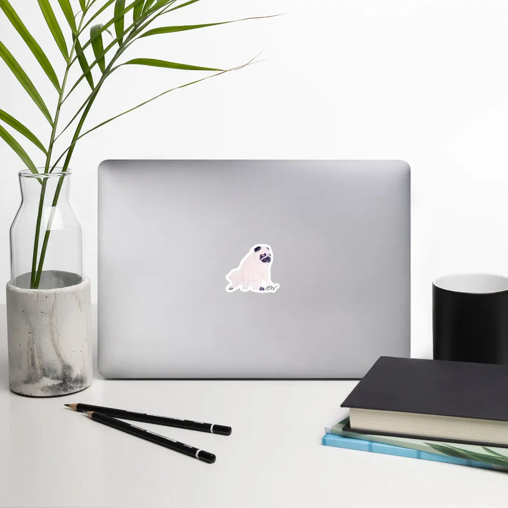 Adorable Pug Dog Vinyl Stickers - Perfect for Laptops and Planners, Bubble-Free Decals