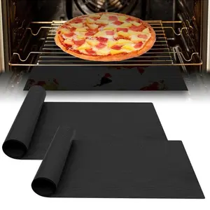 Double-layer Large Black Oven Mat, Bakeware, Thickened Non-stick Material, High Temperature Resistant, Reusable, Easy to Clean, and Cut to Size, Suitable for Ovens, Grill Racks, and Baking Trays, Dishwasher Safe