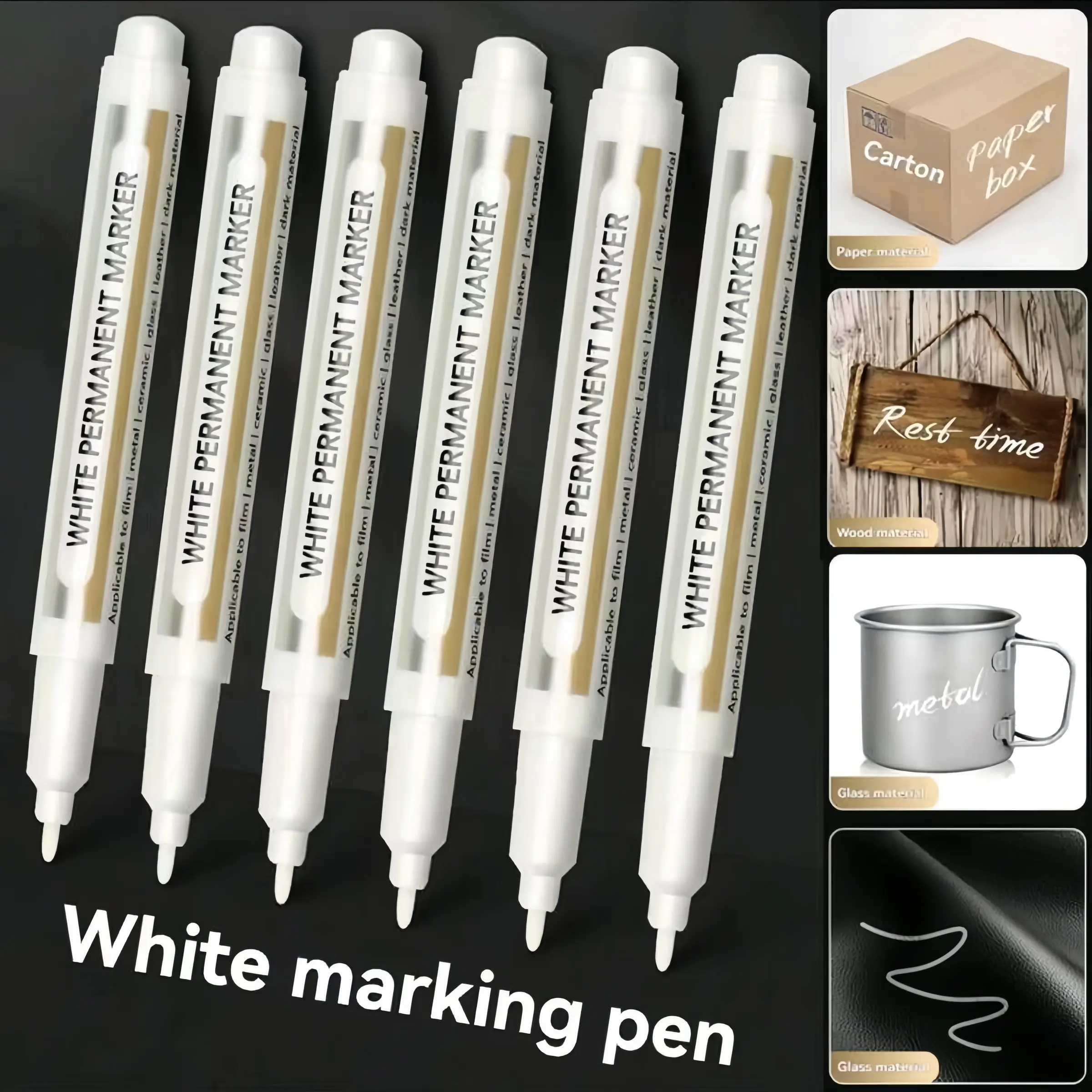 White Acrylic Paint Pens,White Markers Paint Permanent Marker Pens, Fine Tip 1-2mm Versatile Surfaces Waterproof Paint Pen for Fabric Rock Painting Tyre Art Paper Glass for Drawing,Coloring,Graffiti,DIY Crafts
