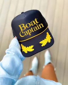 Boat Captain Black and Gold Trucker Hat