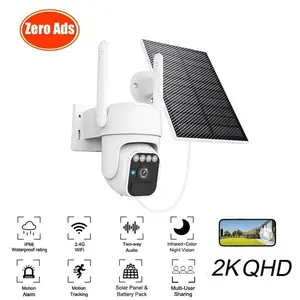 360 Solar Security Camera with Spotlight, PlR Motion Detection,Color Night Vision, and Two-Way Talk 2K FHDWiFi CCTV IP Security Cam-lP66 Waterproof lR Night Vision Flash Light Connection Wireless