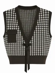 Houndstooth Knit Vest