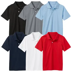 Boys 5 Pack Moisture Wicking Dry Fit Polos