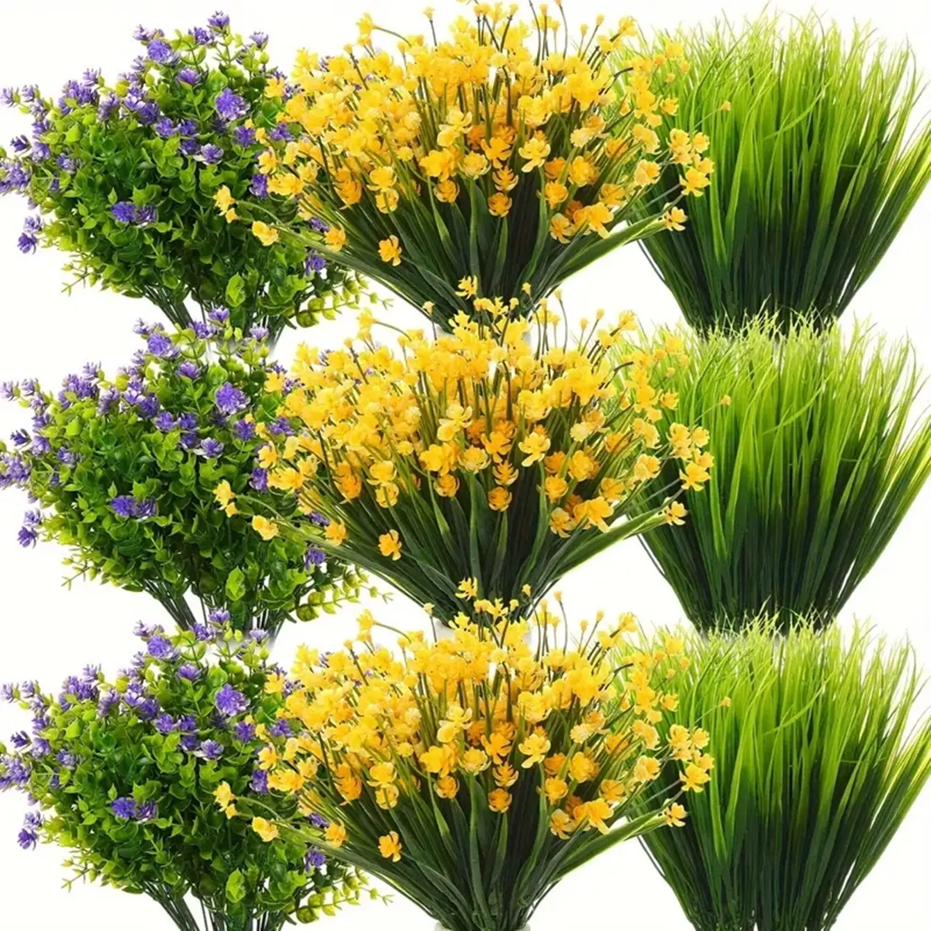 Outdoor Summer Decoration Set, UV-Resistant Artificial Plastic Greenery Bushes, Artificial Faux Plants, Artificial Fake Flowers for Home & Cemetery Decor, Valentine's Day Gift, Artificial Flower Bouquet, Faux Flower Decorations