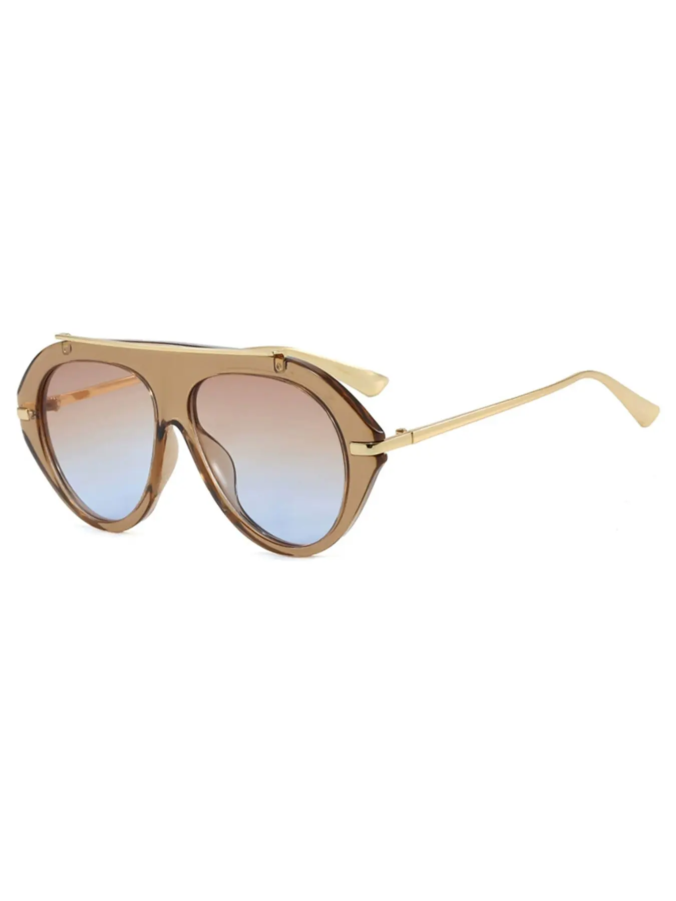 Large Frame Retro Sunglasses, Unique Street Style Shades, Women's Fashion Eyewear, Trendy Aviator Design, Perfect for Daily Wear, Tinted Lens Sunglasses, Trendy Casual Aviator