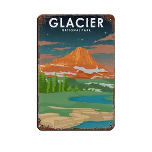 Vintage Metal Tin Signs Glacier National Park 2 Metal Signs, Customize for Office, Business, Home, Workplace, Airbnb, Delivery Signs, Rust Free,Aluminum, Fade Resistant