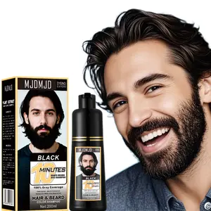 Men’s 3-in-1 Black Beard Dye Shampoo, Gray Coverage for Beard & Mustache, Long-Lasting Natural-Looking Color, Easy Grooming, 200ml
