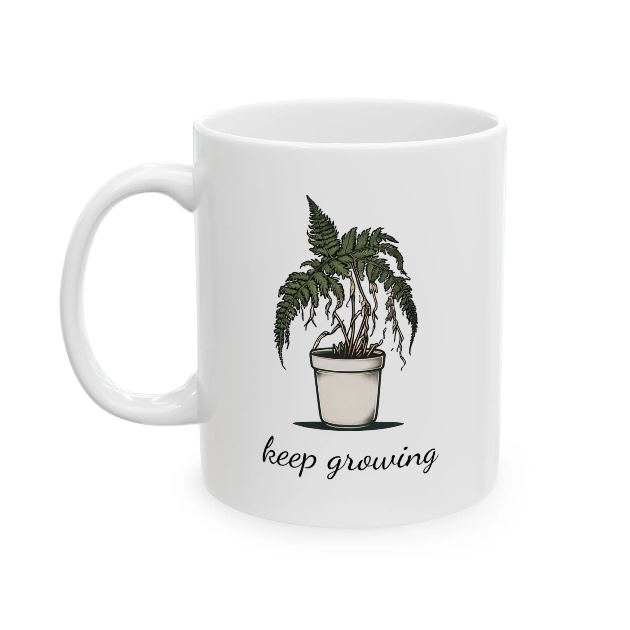 Keep Growing Minimalist Ceramic Mug, Relaxing Coffee Cup, Vacation Vibes Mug, Gift for Beach Lovers, Nature Lover's Mug