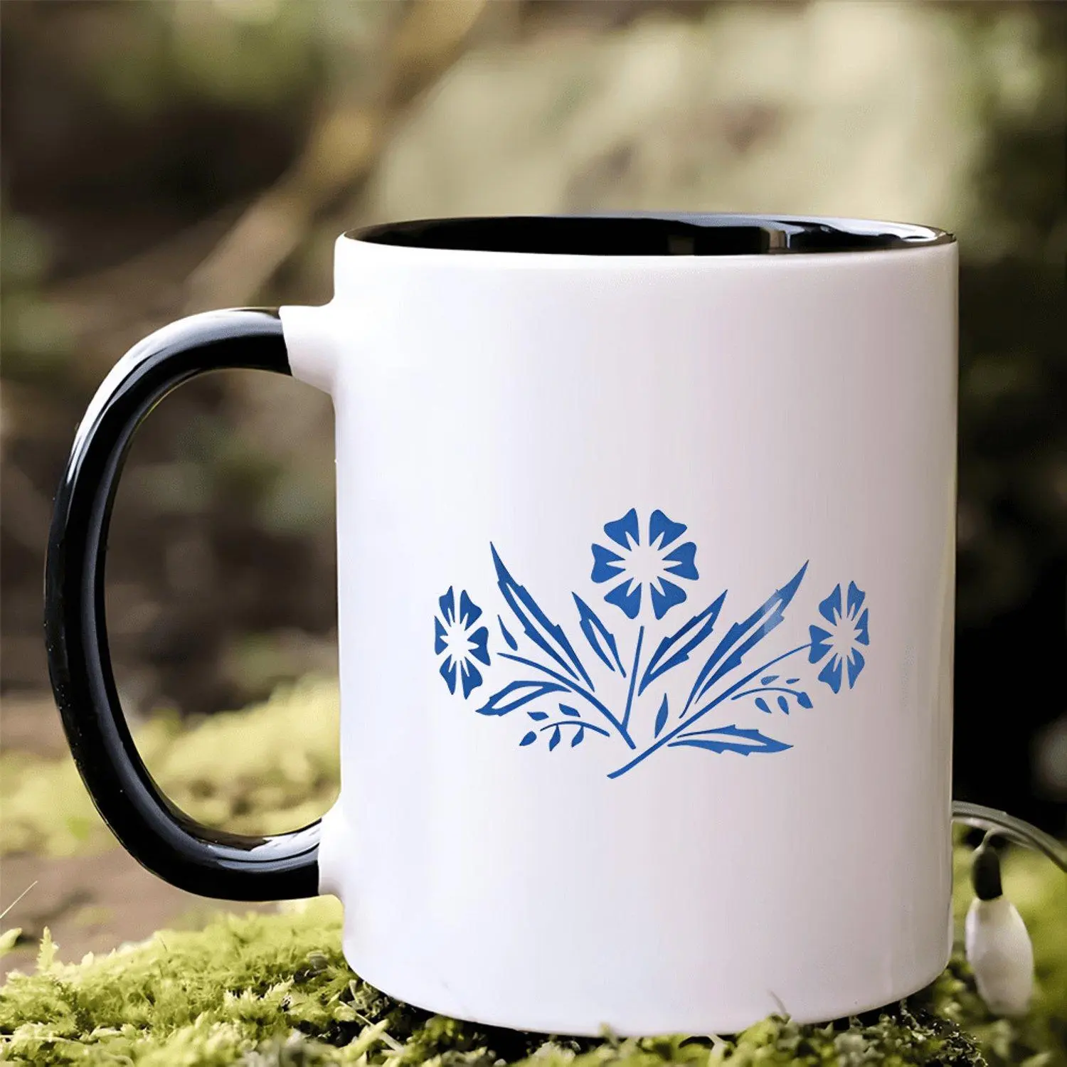 1 Count Corningware Vintage Blue Cornflower 11oz Coffee Mug Reproduction - White with Blue Floral Casserole Dish Pattern, Durable & Machine Washable, Perfect Gift for Mom, Thanksgiving, Christmas, Birthdays