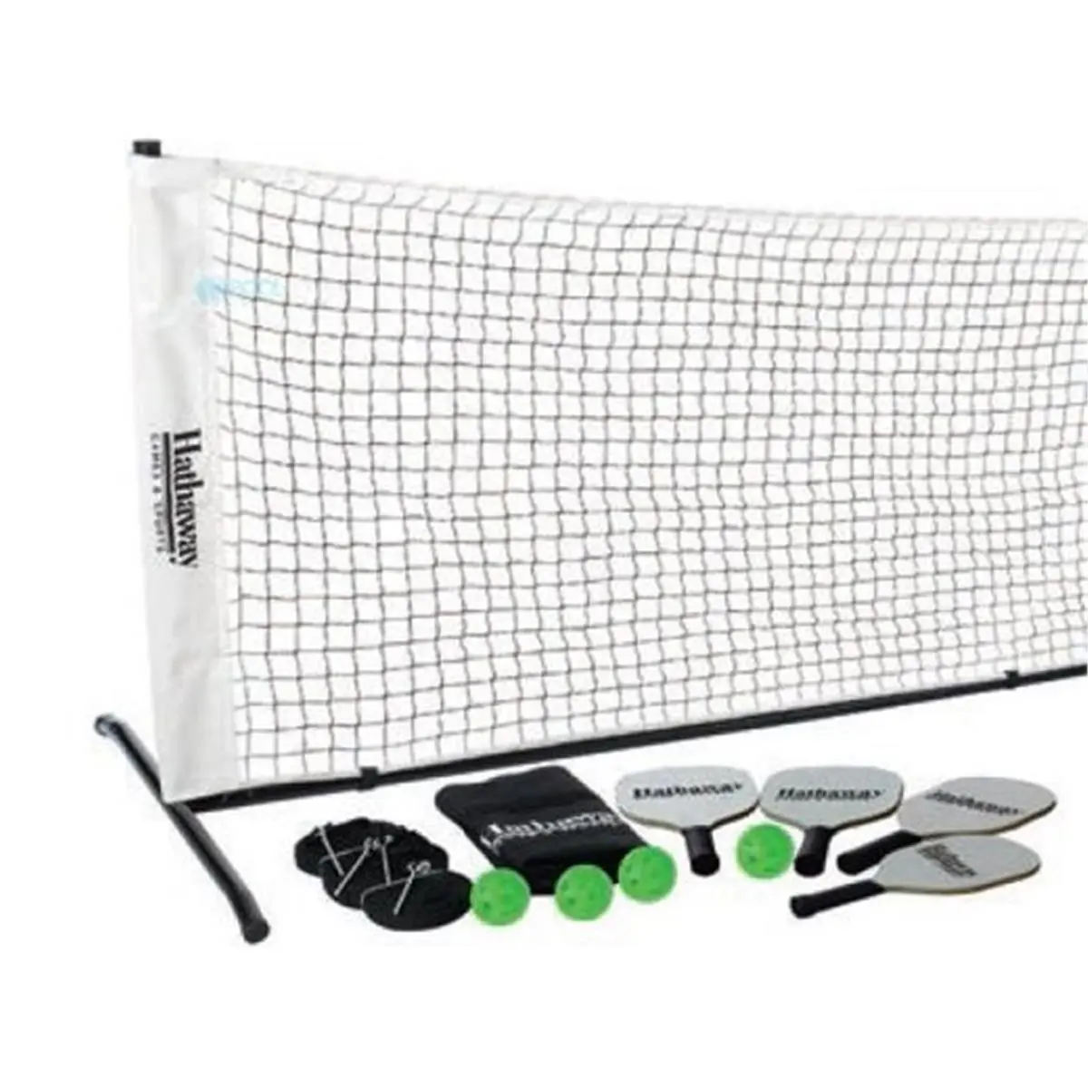 Blue Wave Deluxe Pickleball Game Set - Wood Components, Steel-Nylon-Wood Construction, Extra-Tough Plastic Balls, Lightweight Wooden Paddles, Suitable for Hard Surfaces