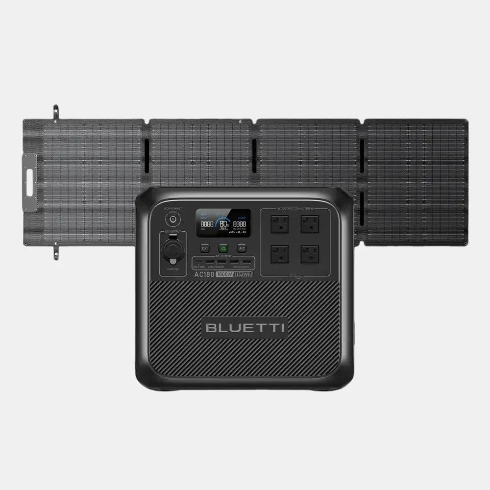 BLUETTI Solar Generator AC180 with 200W Solar Panel, 1152Wh Portable Power Station, LiFePO4 Emergency Power for Camping, Off-grid, Power Outage BLUETTI Solar Generator AC180 with 200W Solar Panel, 1152Wh Portable Power Station, LiFePO4 Emergency Power for Camping, Off-grid, Power Outage