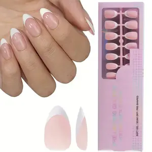150 French Fake Nails, Press on Nails, Fake Nail Tips, Decorative Nails, Short Oval Shape, Pre-Made, 15 Sizes, Ideal for DIY Nail Art Salon, Women's Fashion Use
