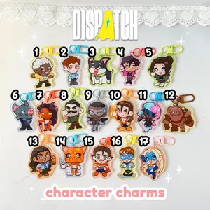 dispatch character keychains, dispatch zteam acrylic charms