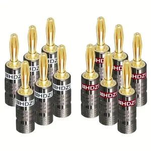 Golden Aluminum Shell Six Leaf Banana Plug Brass Plated With 24K Gold Speaker Plug And Double Screw Connector, Used For Speaker Cables, Home Theaters, Audio/video Receivers, And Sound Systems professional audio mixer