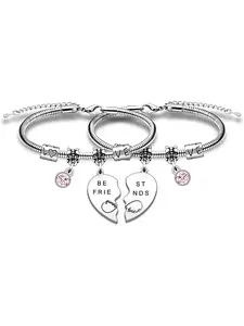 Best Friend Bracelets, Letter Link Bracelet, Heart Matching Bracelets for Best Friend, Fashion Stainless Steel Jewelry for Women & Girls, Trendy All-match & Exquisite Jewelry for Birthday Gift, Bracelet With Charms, Companion Bracelet
