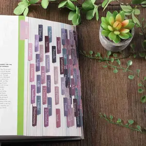 Bible Index Tabs, Large Print Colorful Tabs, Easy-to-Read & Easy-to-Apply Journaling Aid, Christian Gift for Women (Purple & Pink Print)