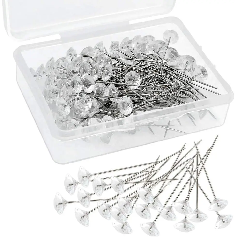 300 count Flower Pins - Corsages, Wedding Bouquet Pins - , Floral, Clear (Transparent, 2'')