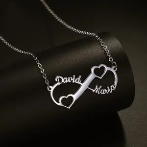 AS023 Personalised Stainless Steel Silver Name Necklace Custom Gold Name Jewellery Customised Dainty Pendant Birthday Gift Ideas for Women Girl Teenage