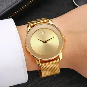 Elegant quartz watch Stainless steel strap Alloy hands Alloy women's case, waterproof, ultra-thin design, with mesh strap, gift wrap& Mother's Day Gift smart watch accessory golden  watch（gift）