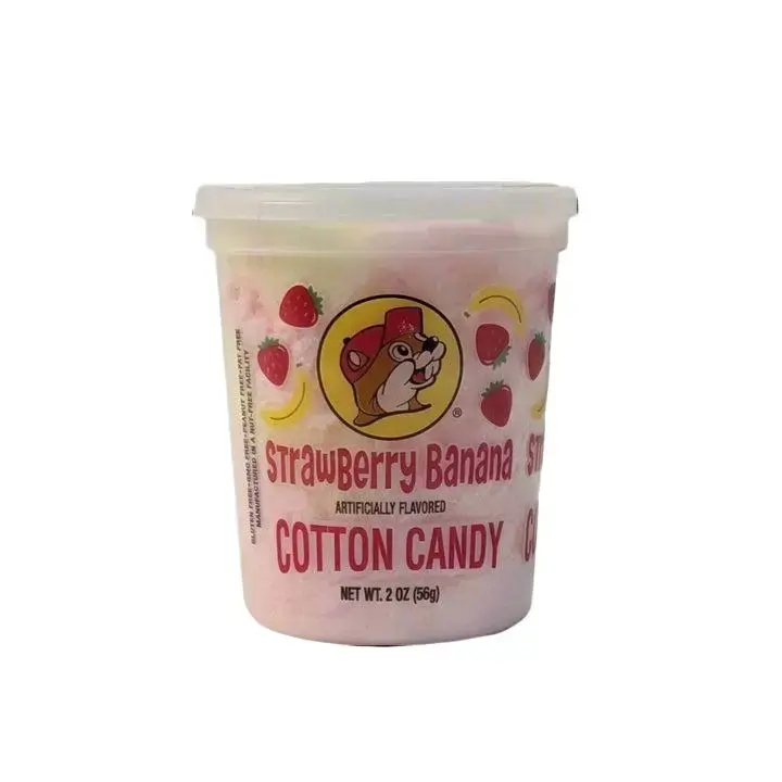 Buc-ee's Cotton Candy - Strawberry Banana Flavor, 2 oz Tub, Fluffy & Sweet, Perfect for Kids & Parties, Texas Road Trip Treat, Official Buc-ee's Snack - Bonbon