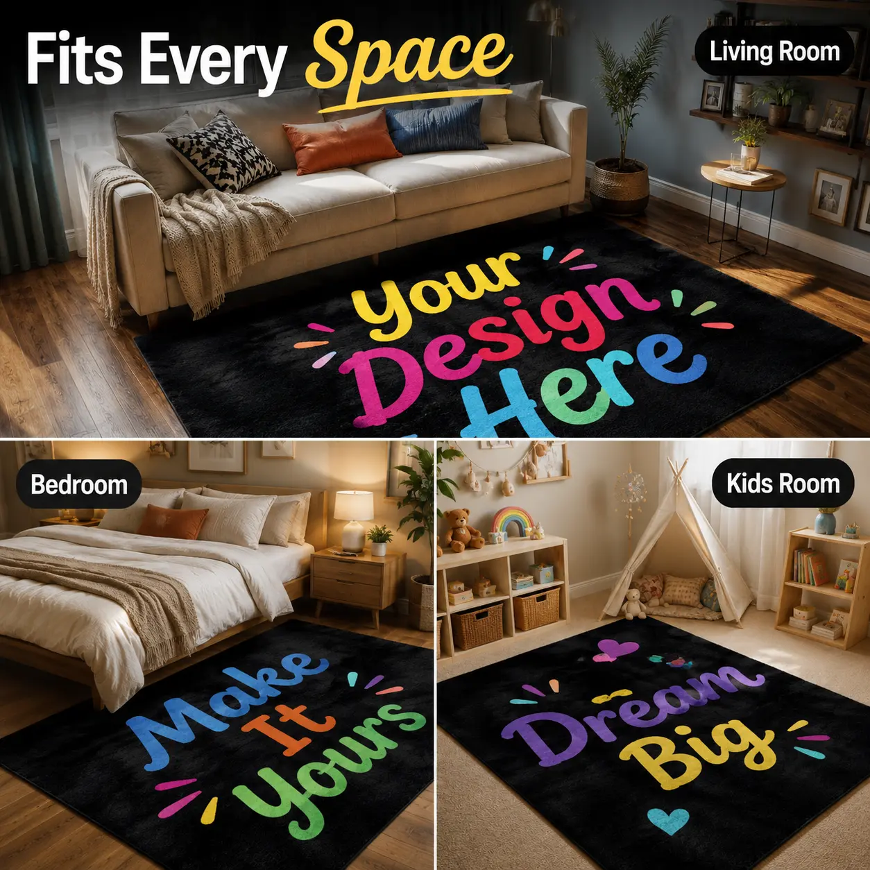 Custom Rug with Your Design, Personalized Area Rug, Photo Logo Floor Mat, Soft Non-Slip Decor Rug for Bedroom, Living Room, Entryway & Gift