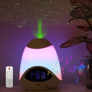 Children Night Light, Adjustable Brightness Bedside Lamp with Remote Control, Alarm Clock, Noise, Star Projector, Bluetooth-compatible Speaker