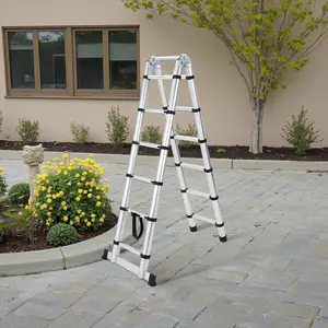 10.5FT Telescoping A-Frame Aluminum Extension Ladder, Heavy Duty 330lbs Load Capacity with Non-Slip Feet, Collapsible Multi-Purpose Ladder for RV, Roof, Home, Truck and Outdoor Work