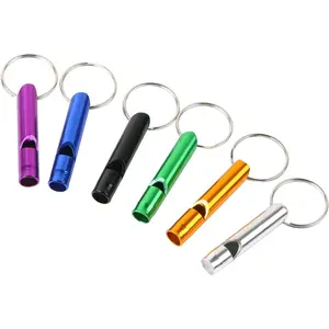 6 pcs Emergency Whistle with Key Chain, Aluminum Extra Loud Safety Survival Whistle Keychain for Outdoor Sports Camping Hiking Boating Hunting,