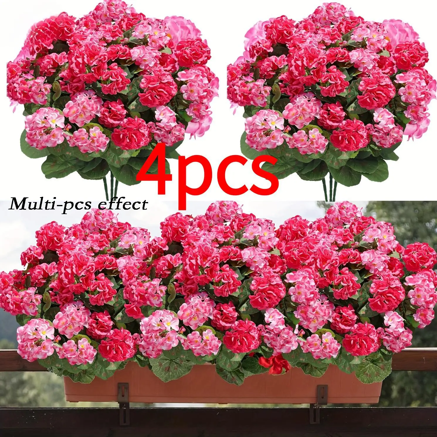 Artificial Geranium Flowers Bundle, 60 Headpiece=4 Bunches, Ideal for Wedding & Home Décor, Outdoor Garden Arrangement, Office/cafe/anniversary, Artificial Flower Decoration, Artificial Plants, Decorative Artificial Flowers