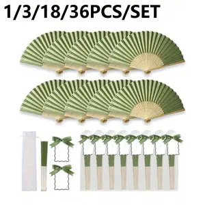 Series Wedding Gift Folding Fan Set, Women's Foldable Fans, Folding Hand Fan, Butterfly Knot Decor, Transparent Dust Bag, Party Accessories
