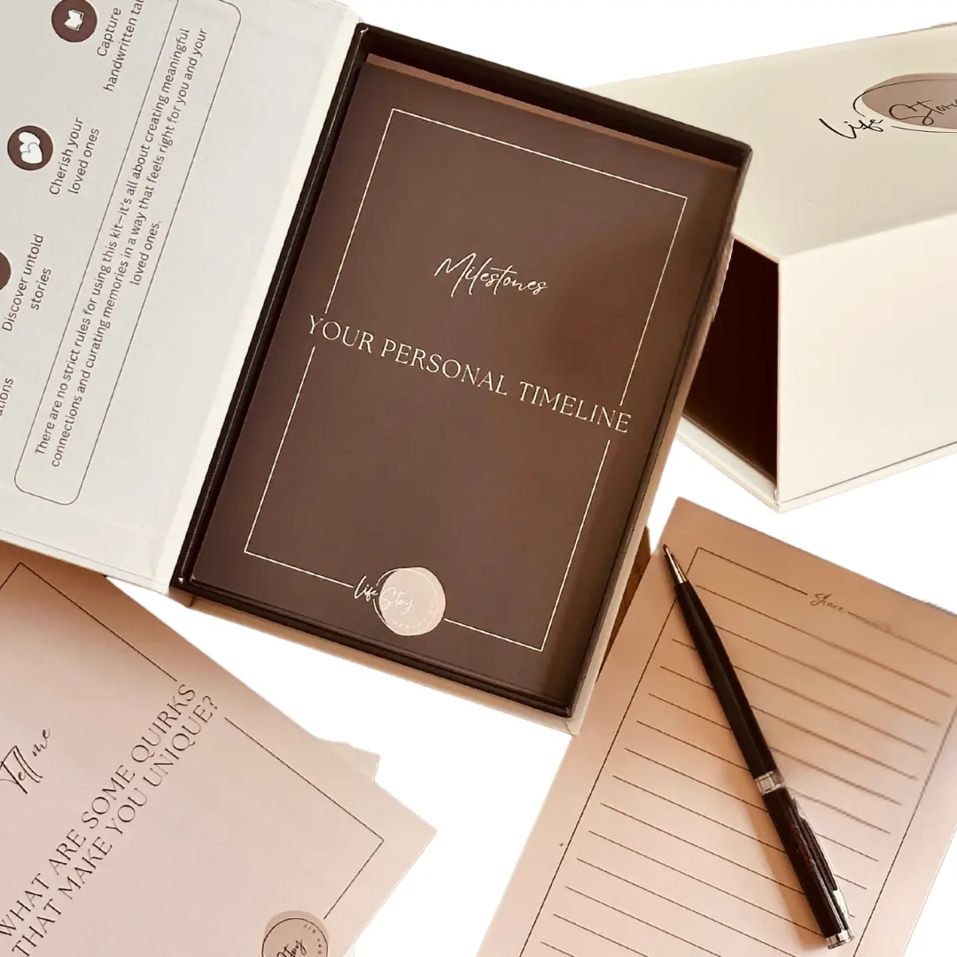 Only Complete Life Story Memory Kit with Conversation & Journal Cards | Perfect Family Activity for the Holidays | Premium Gift for Parents & Grandparents | Beautifully Curated Keepsake Box