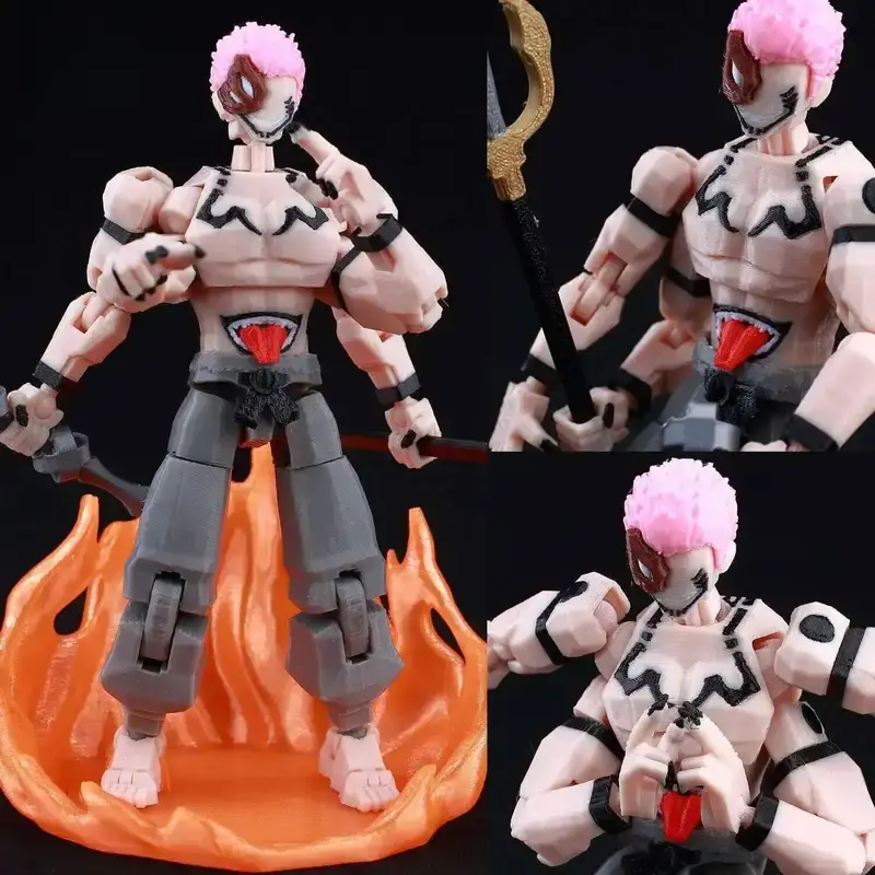 3D Printed Jujutsu Kaisen Sukuna Lucky13 T13 Non-Toxic Action Figure - 13 Movable Shapeshift Dummy Mannequin Toy, Collectible Minifigures, Screen-Free Small Action Figures, Minifigures Action Figures