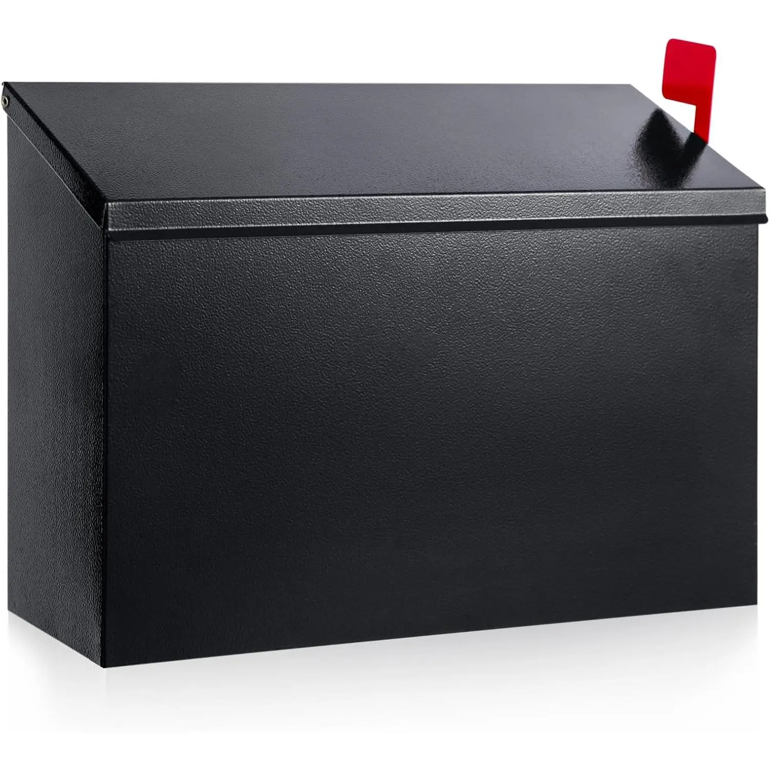 Wall Mount Mailbox for Outside with Flag, Galvanized Steel Mail Box for  Outdoor, Large Capacity Rust-Proof Metal Postbox for House and Office, with 3 Sets Mailbox Numbers, 14.2"x9.5"x4" Black
