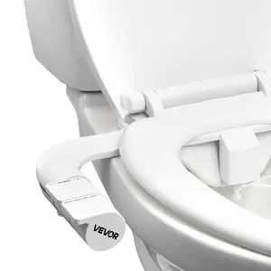 VEVOR Bidet Toilet Attachment, Self-Cleaning Cold Water Sprayer with Dual Retractable Nozzles, Adjustable Pressure, T-Adapter Kit, Easy Installation for Rear Wash, White