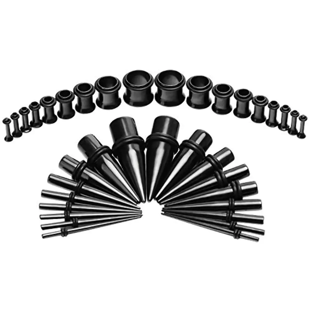 Men’s & Women’s Implant Grade Stainless Steel Ear Gauges Stretching Kit - 14G to 00G, 36pcs Set with Tapers, Plugs, Eyelets, Mirror Finish, Multi-Size, Unisex Use