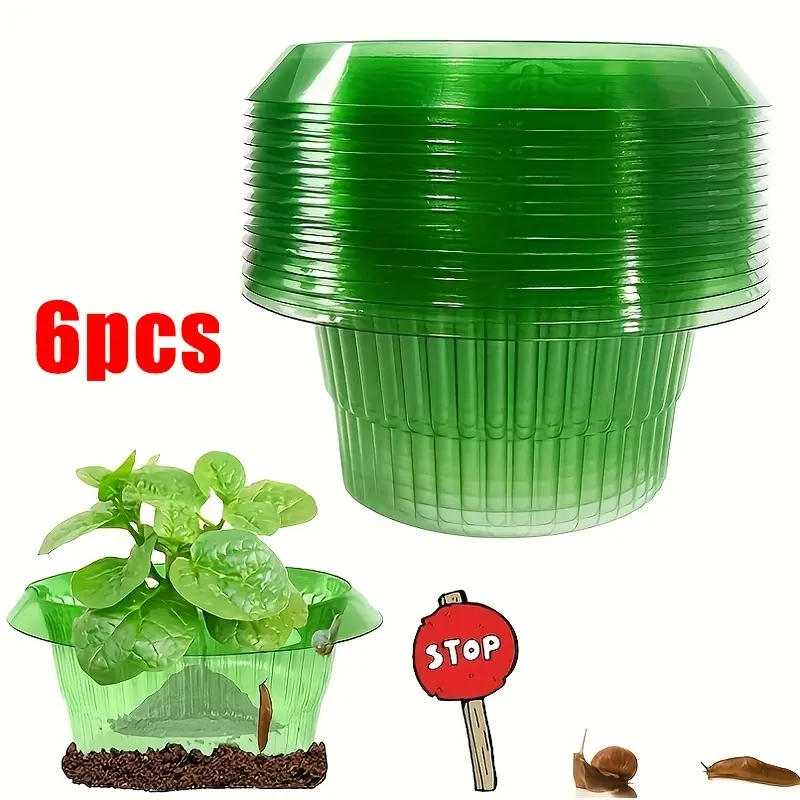 6 PACK Clear Slug Shields! Transparent Garden Defender to Stop Slugs & Snails! Reusable Plant Collars Save Your Veggies! No More Slimy Pests! Garden Hack Organic Gardening