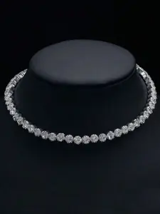 Minimalist Temperament Rhinestone Decorated Necklace, Fashionable Elegant Bridal Jewelry, Shiny Single-row Rhinestone Choker Necklace for Women, Modern Versatile Accessories