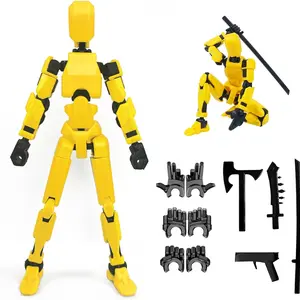 1pc Lucky Doll with 13 Jointed Movements, Print Toy Figure, Articulating Figures, Third Generation Dummy Doll, DIY Full Body Stress Relief Tool