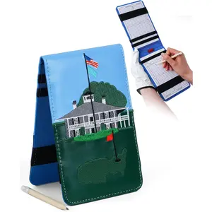 BIG TEETH Golf Club Scorecard Holder Golf Augusta National Landmark Yardage Book Cover Golf Accessories Leather Fit for Most Back Pocket