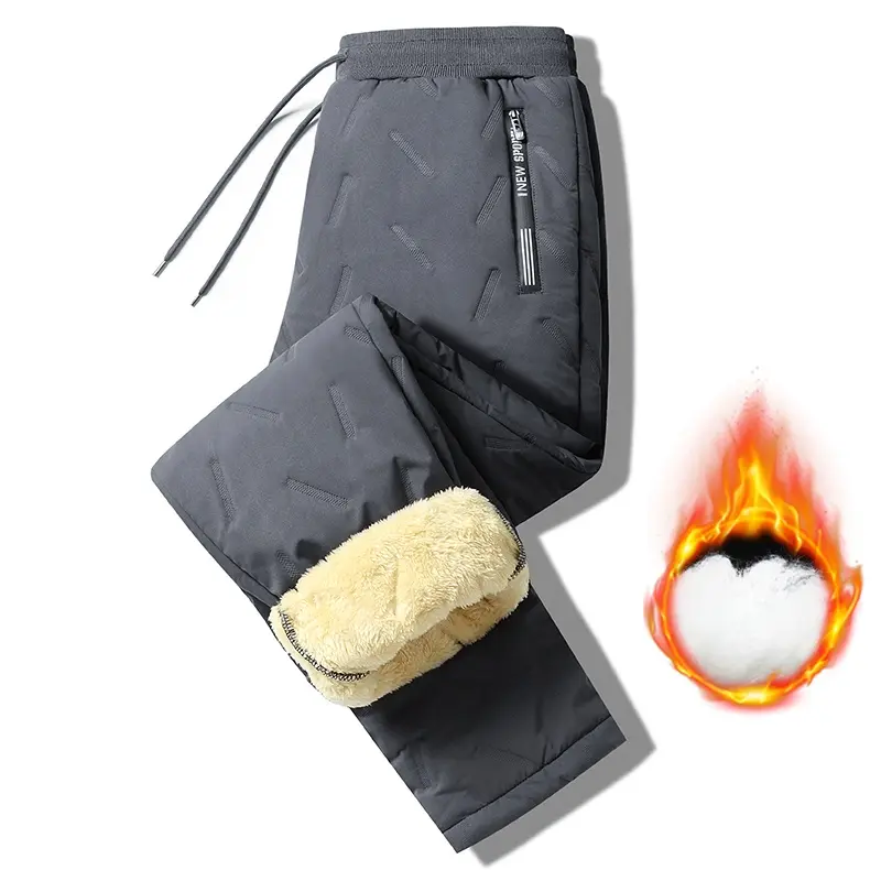 Men's Extreme Cold Weather Thickened Non-Stretchy Pants - Thermal Insulated Lining, Side Hand Warmer Pockets, Machine Washable Ski & Mountaineering Trousers, Skiing Mountaineering Trousers, Non-Stretchy Men's Pants