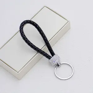 Elegant Rhinestone Leather Keychain, Universal Car Key Holder, U Disk Hanging Accessory, Stylish Bag Charm, Fashionable Design