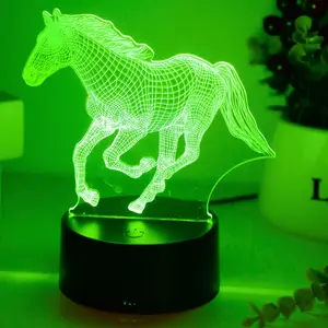 Elegant 3D Horse Atmosphere Lamp with USB Port, Realistic Galloping Horse Design, Acrylic and Abs Materials, Perfect Bedroom Decor Gift