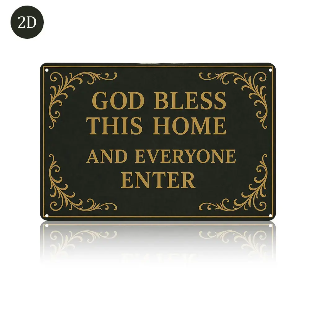 Christmas Gifts Metal Wall Covering with English Theme "God Bless This Home" 8x12 Inches for Prayer Rooms Studies Living Dining Rooms Ideal Gift