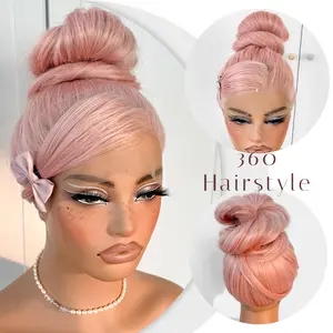 360  Lace Front Wig Pre Plucked Glueless Straight Lace Front Wig 180 Density Long Straight Yaki Synthetic HD Lace Front Wig 32inch
