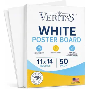 11x14 White Poster Board, 50 Pack Heavyweight 14PT 290GSM Blank Poster Boards, Thick White Poster Paper Bulk for School Projects, Vision Boards, Crafts, Presentations & Displays, Made in USA