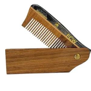 Sandalwood Wood Folding Pocket Travel Hair Comb Beard & Mustache Comb Brush massage styling Grooming Man Gift