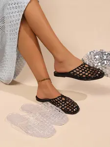 Women's Summer Beach Flip Flops, Comfortable Closed-Toe Flat Sandals for Casual Wear, Stylish Jelly Shoes Easy to Wear