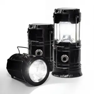 NOVIDA Collapsible Compact LED Camping Lantern with Folding Handle Lightweight Water-Resistant Solar-Powered USB-Rechargeable 360° Lighting Coverage for Outdoor Camping Home Emergency Power Outage Use